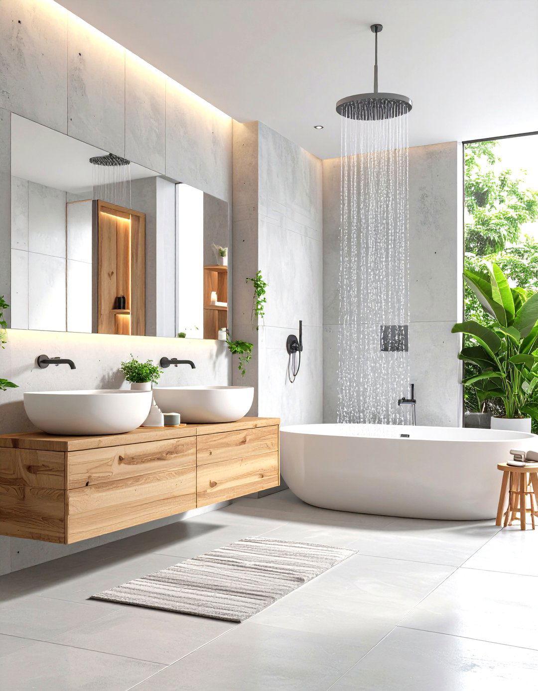 Matte Concrete Spa Masculine Bathroom - 20 Masculine Bathroom Ideas