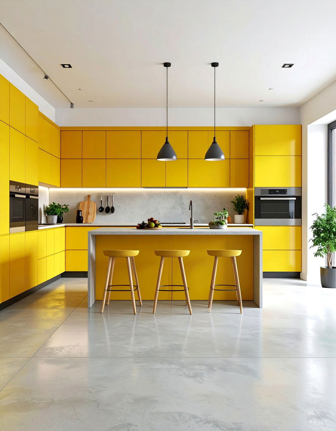 Matte Finish Concrete Floor Kitchen with Subtle Elegance - 20 Concrete Floor Kitchen Ideas