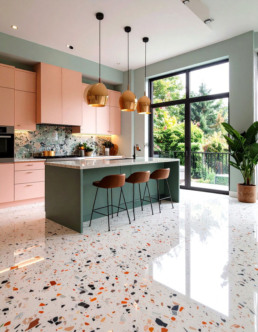 Matte Finish Terrazzo for Modern Minimalism - 20 Terrazzo Kitchen Floor Ideas