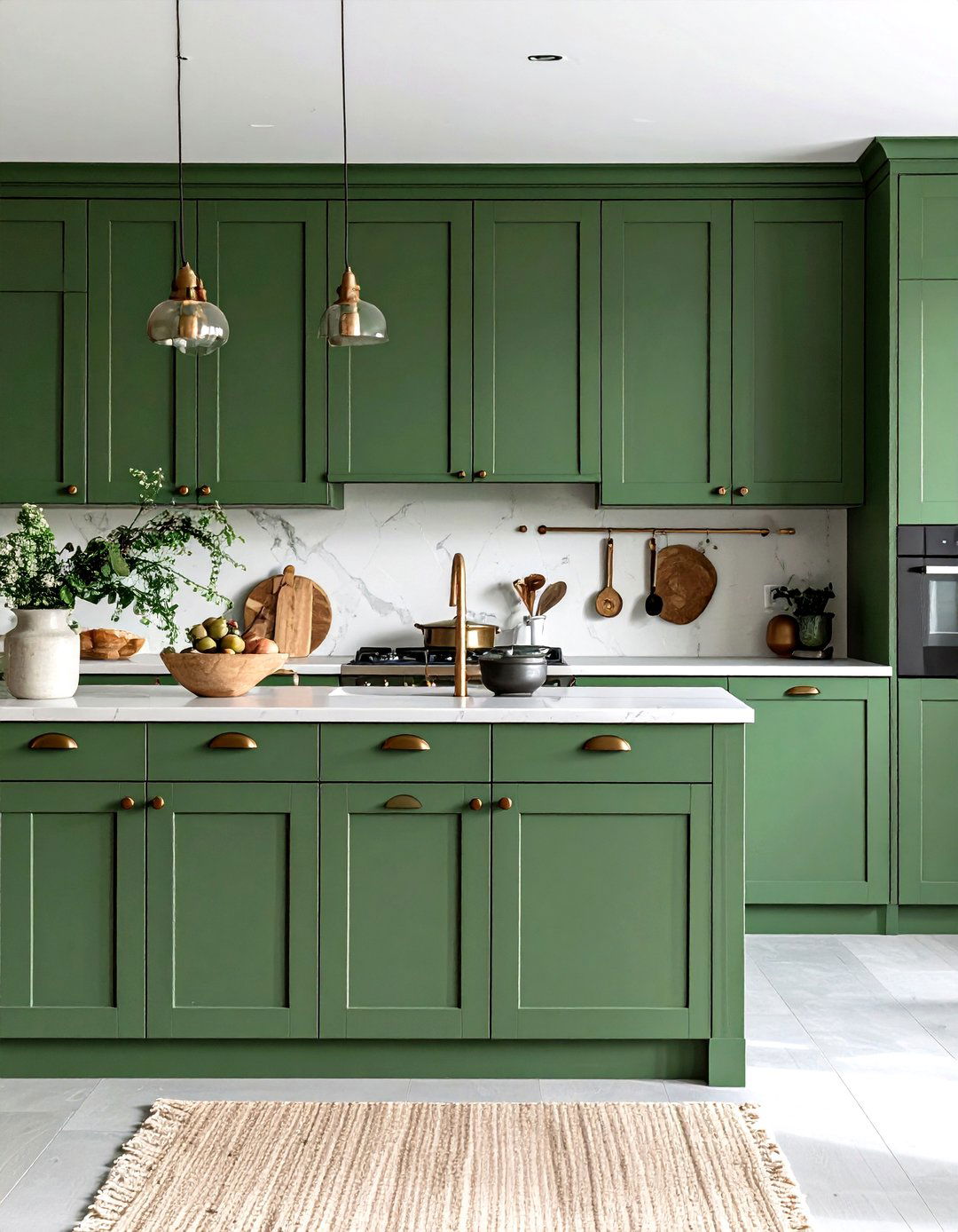Matte Green Cabinet Modernity - 20 Green Kitchen Cabinet Ideas