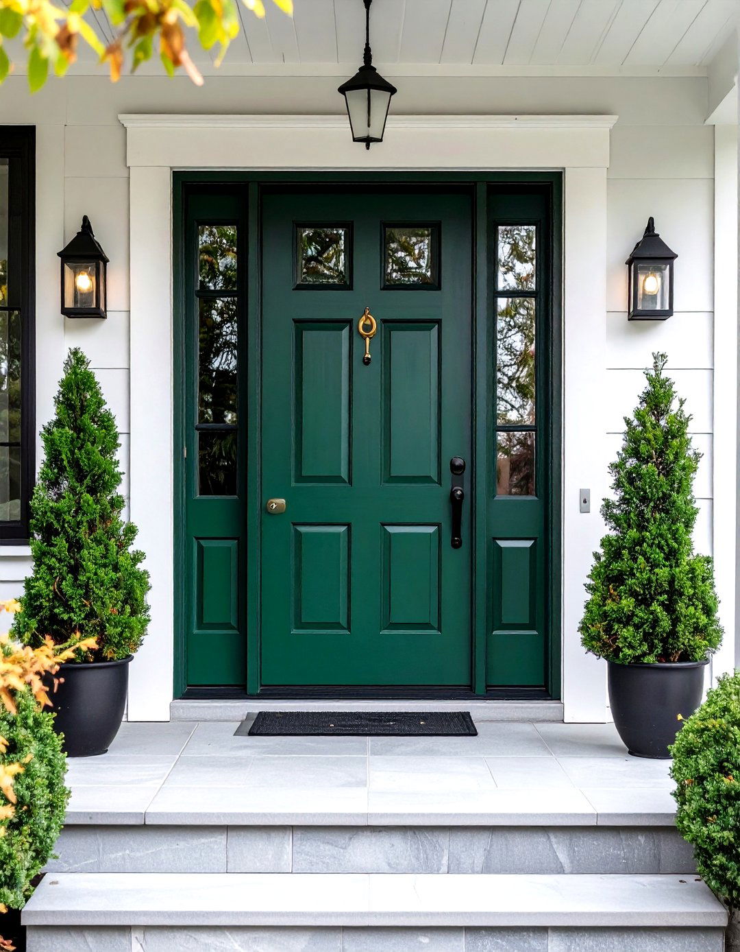Matte On Matte Modern Minimalism - 20 Dark Green Front Door Ideas