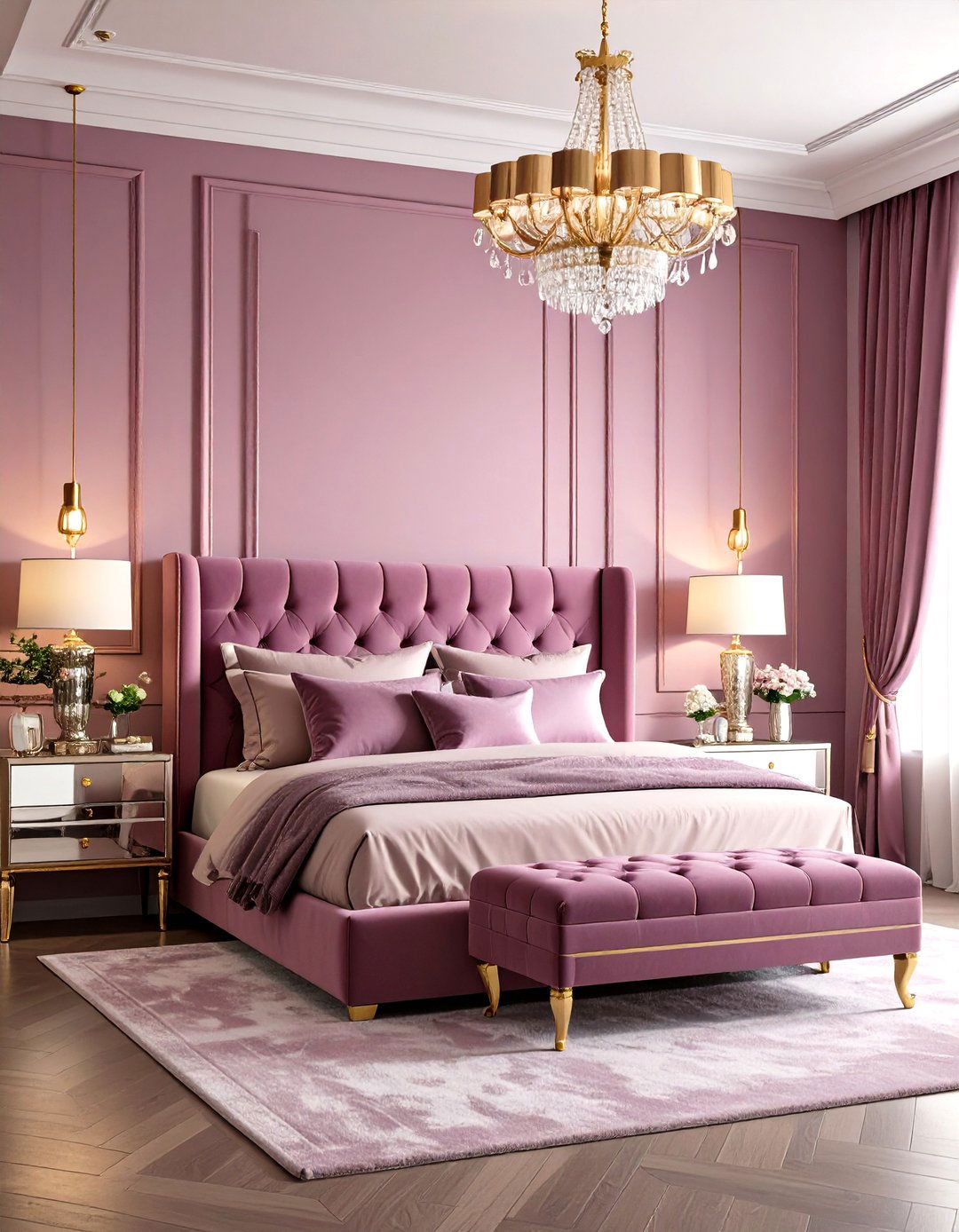 Mauve Pink Glam Bedroom Style - 20 Pink Bedroom Ideas