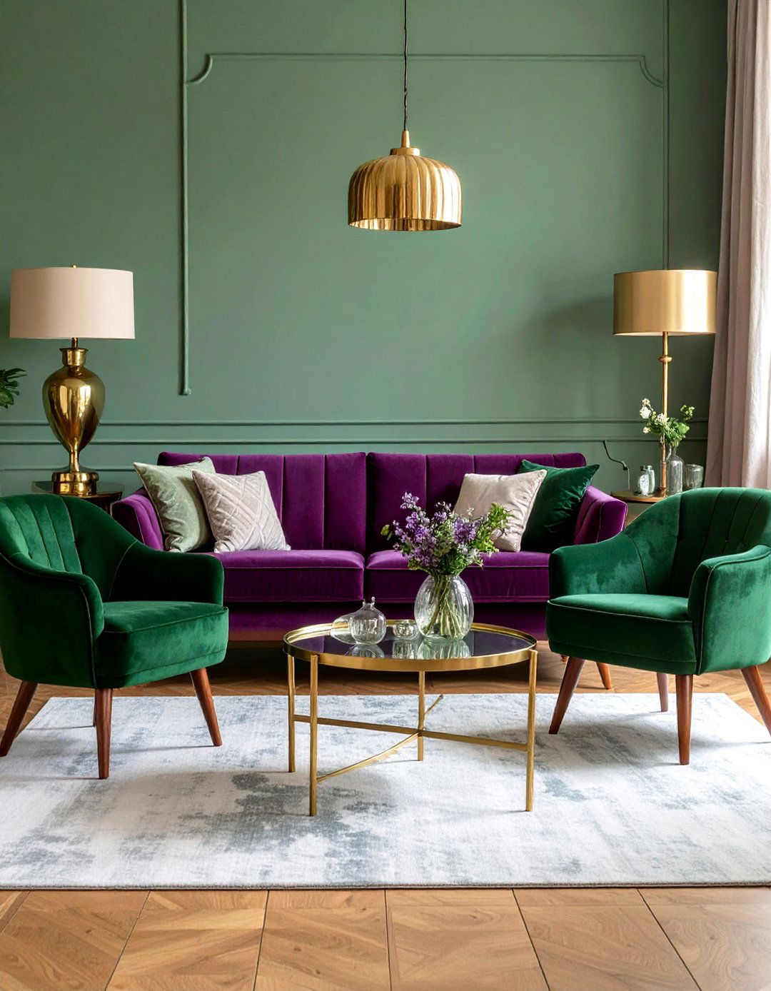 Mauve and Forest Green Living Room Color Scheme - 20 1980s Living Room Ideas