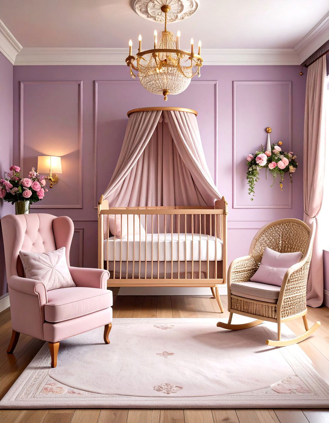 Mauve and Rose Gold Vintage Nursery - 20 Vintage Nursery Ideas