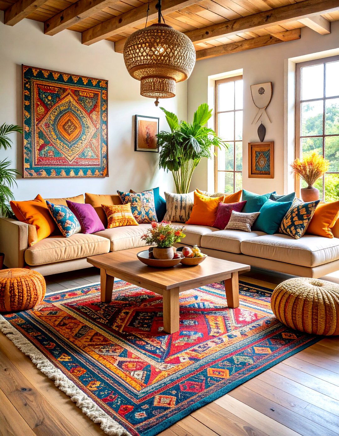 Maximalist Color Explodes in the Boho Living Room - 20 Boho Living Room Ideas