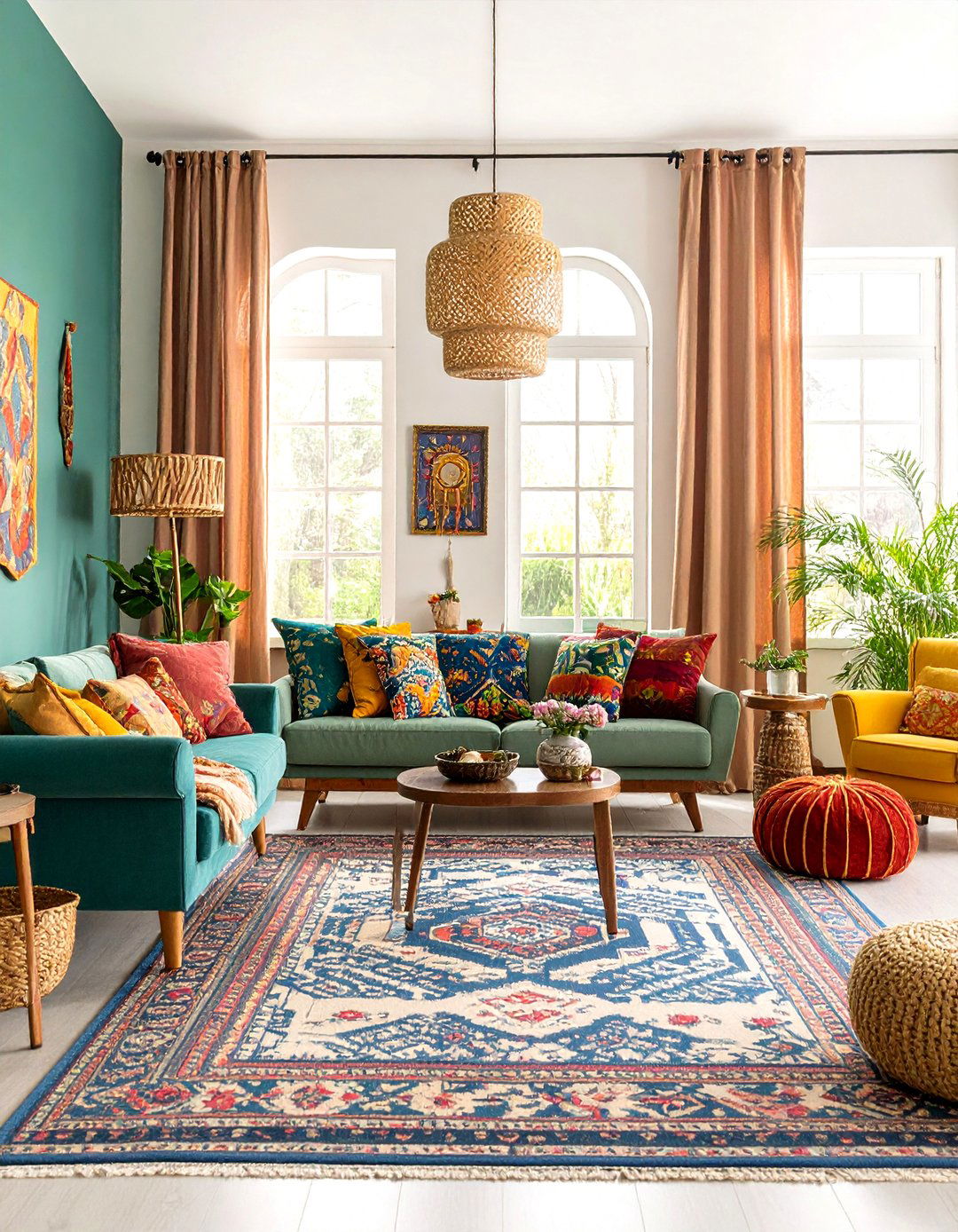 Maximalist Colorful Living Room Ideas with Bold Pattern Mixing - 20 Colorful Room Ideas