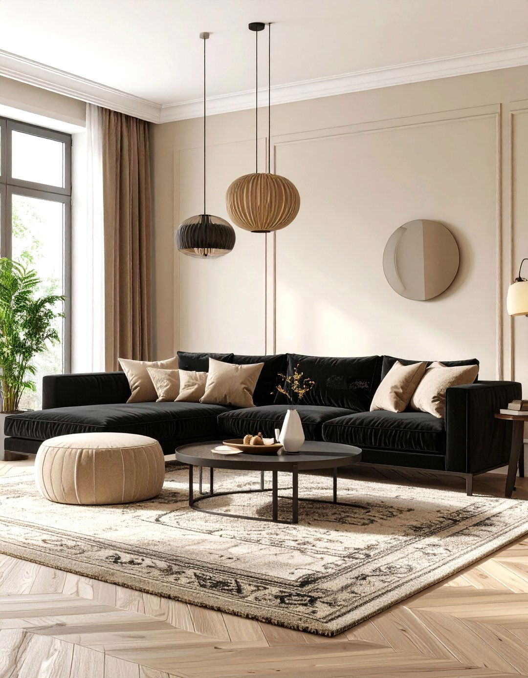 Maximalist Cream and Black Living Room - 20 Cream and Black Living Room Ideas