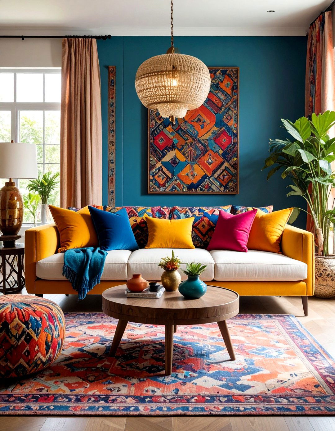Maximalist Living Room Couch with Bold Patterns - 20 Living Room Couch Ideas