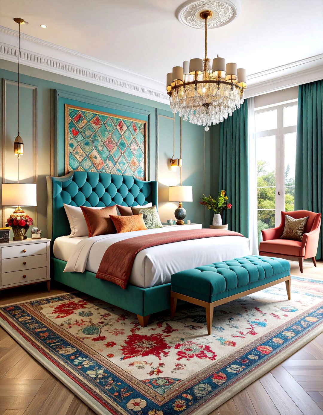 Maximalist Luxury Hotel Room Design with Bold Pattern Integration - 20 Hotel Room Design Ideas