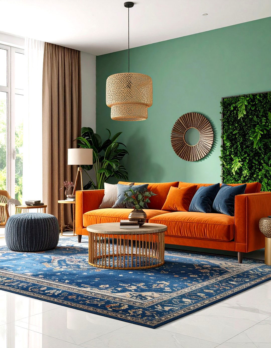 Maximalist Orange and Blue Living Room - 20 orange and blue living room ideas