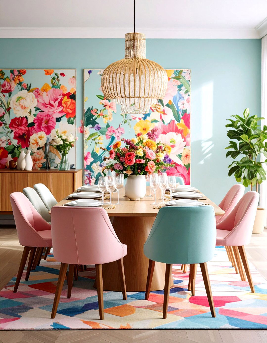 Maximalist Pattern Colorful Dining Room Ideas - 20 Colorful Dining Room Ideas