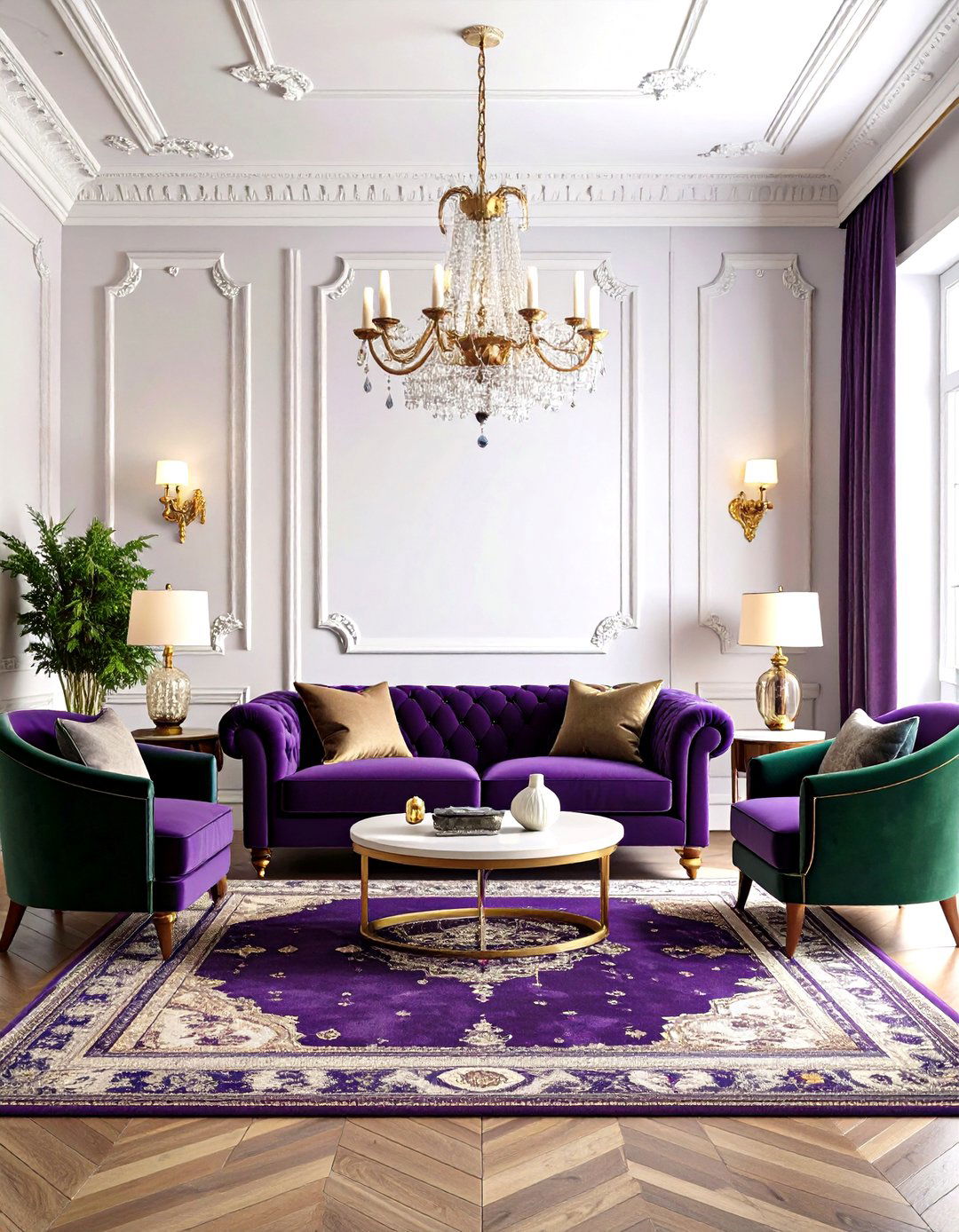 Maximalist Purple Living Room with Jewel Tones - 20 Purple Living Room Ideas