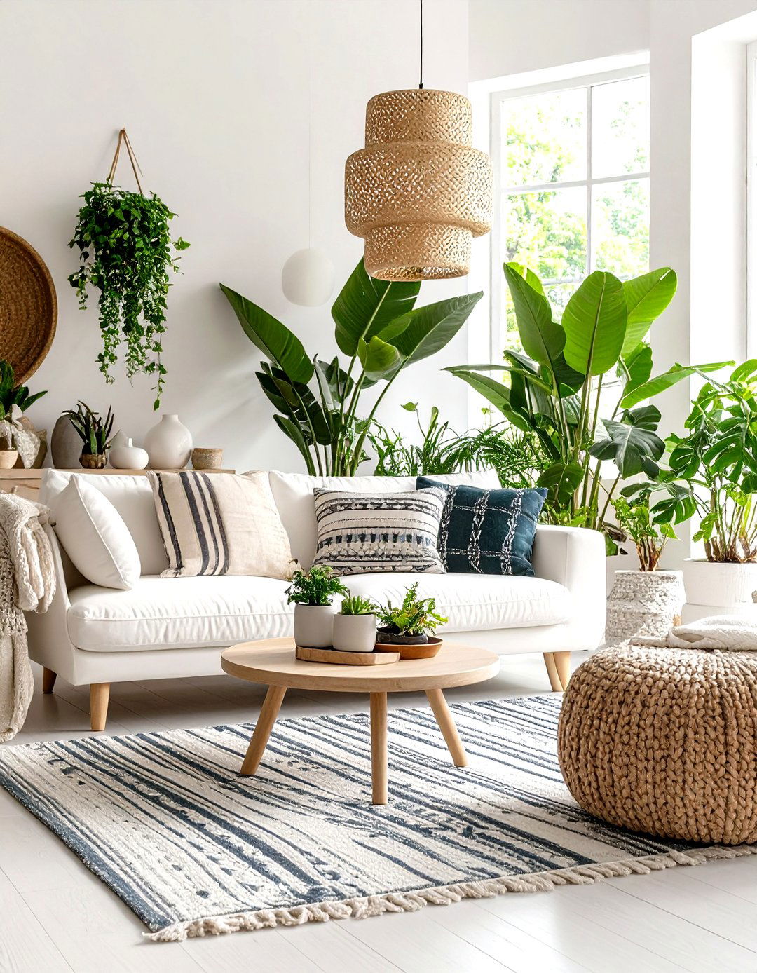 Maximalist White Living Room with Bold Pattern Mixing - 20 White Living Room Ideas