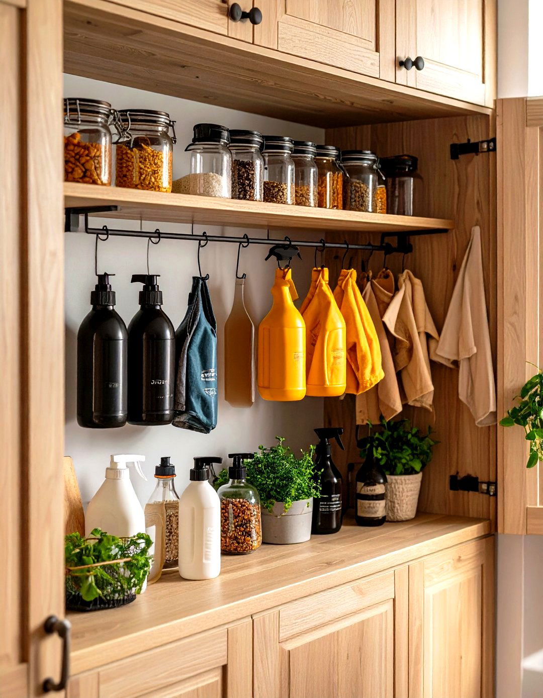 Maximize Door Hinges with Tension Rods - 20 Small Pantry Ideas