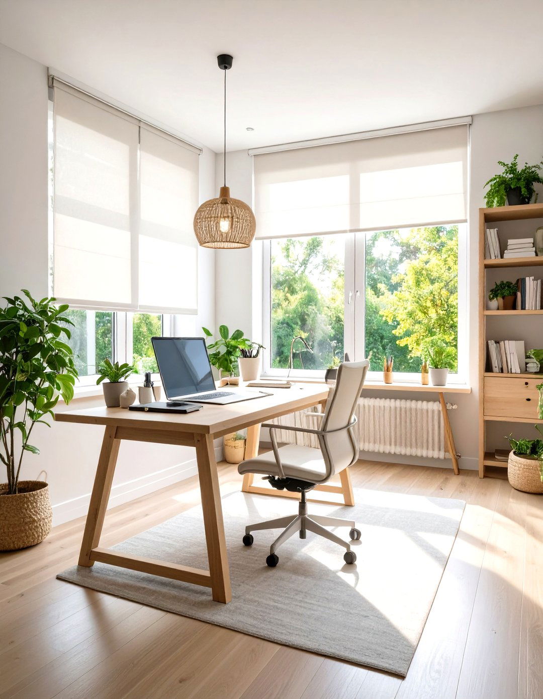 Maximize Natural Light with Sheer Treatments - 20 Home Office Decor Ideas