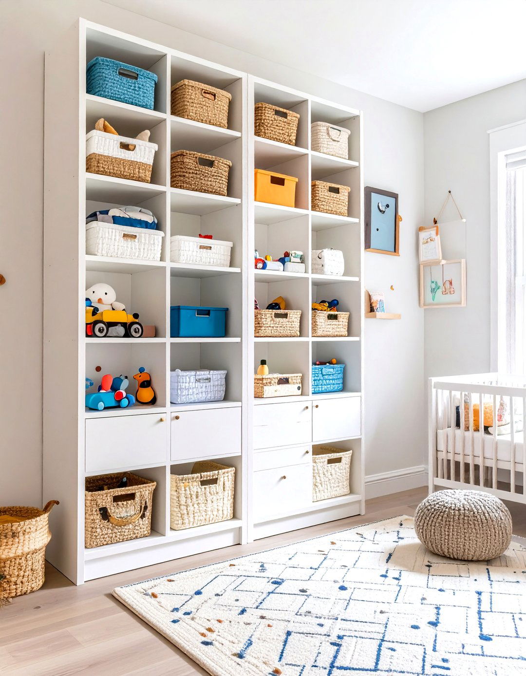 Maximize Vertical Storage - 20 Twin Nursery Ideas