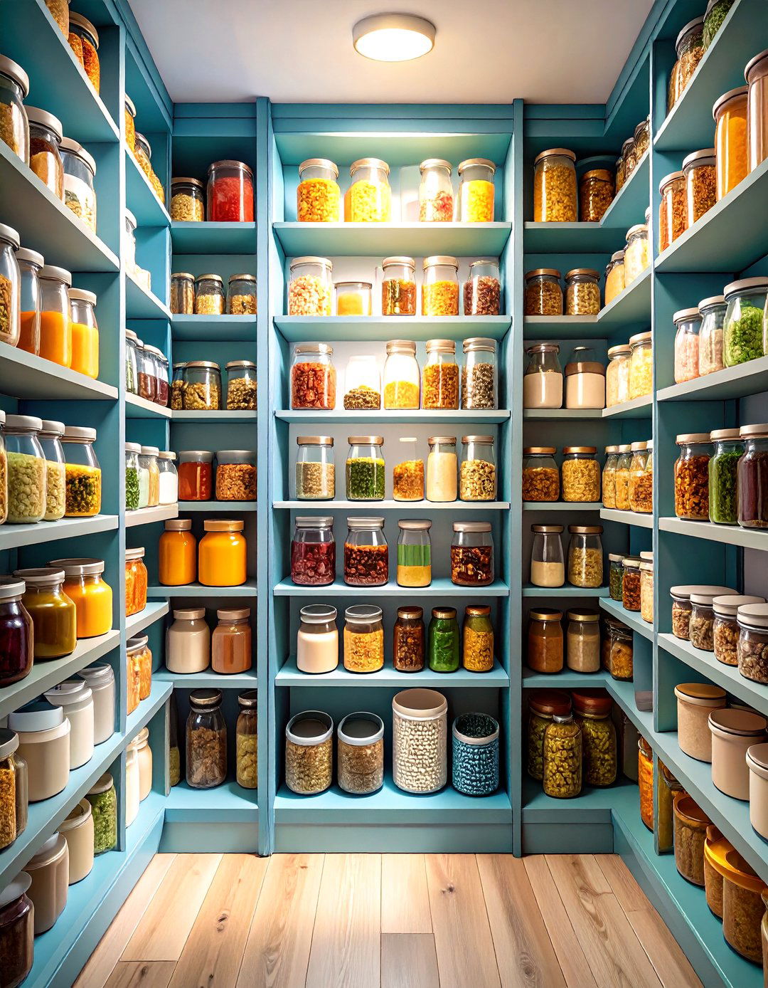 Maximize Vertical Storage with Risers and Stackable Containers - 20 Walk in Pantry Ideas