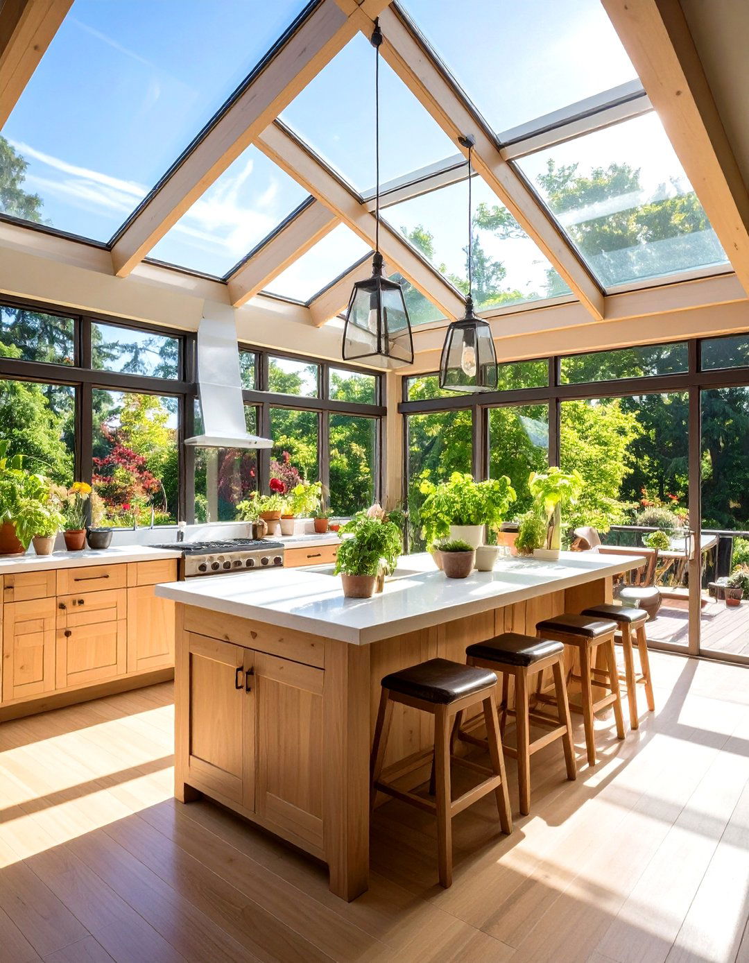 Maximized Natural Light - 20 Sunroom Kitchen Ideas