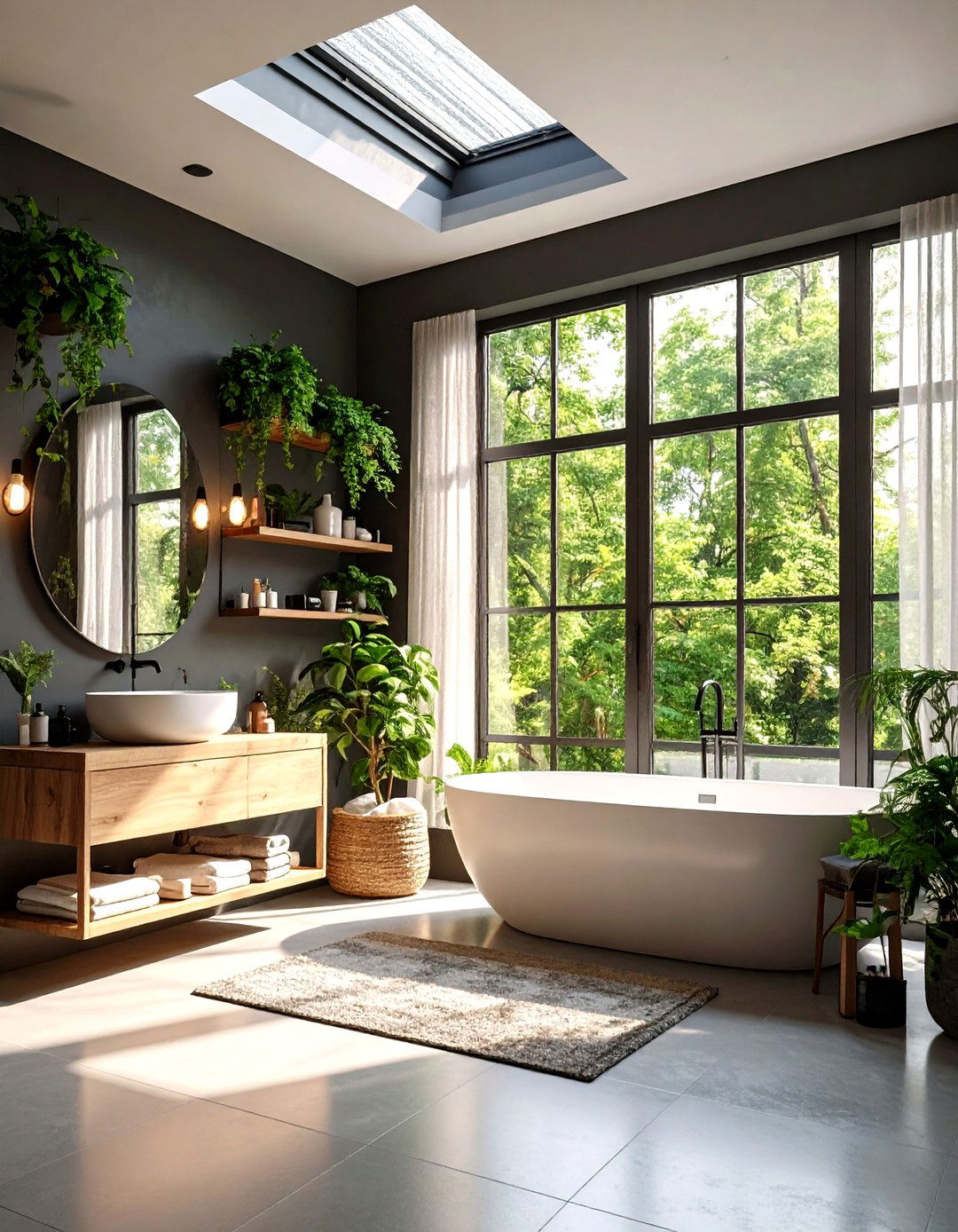 Maximized Natural Light Prevents Cave Effect - 20 Dark Bathroom Ideas
