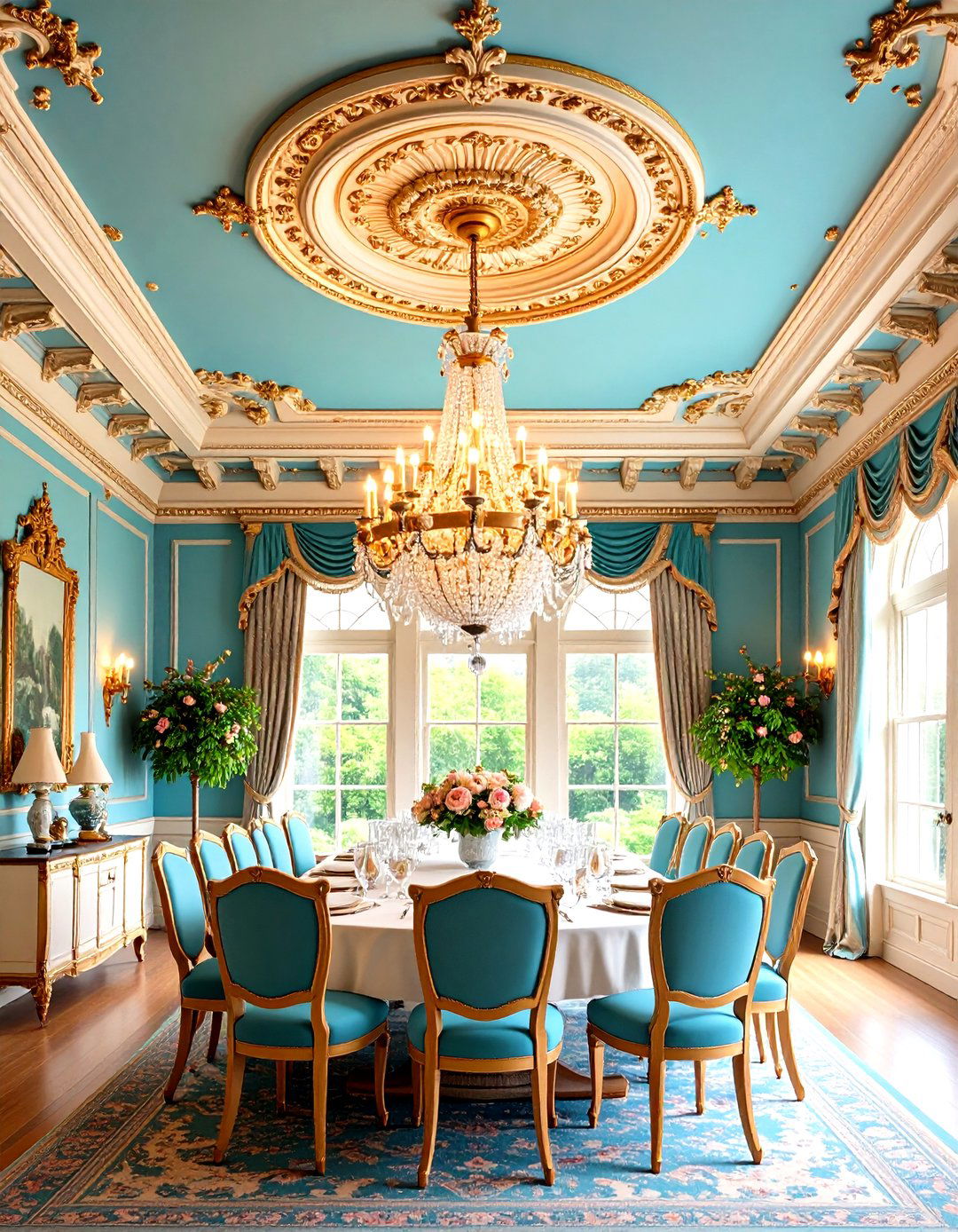 Medallion and Chandelier Tray Ceiling - 20 tray ceiling ideas