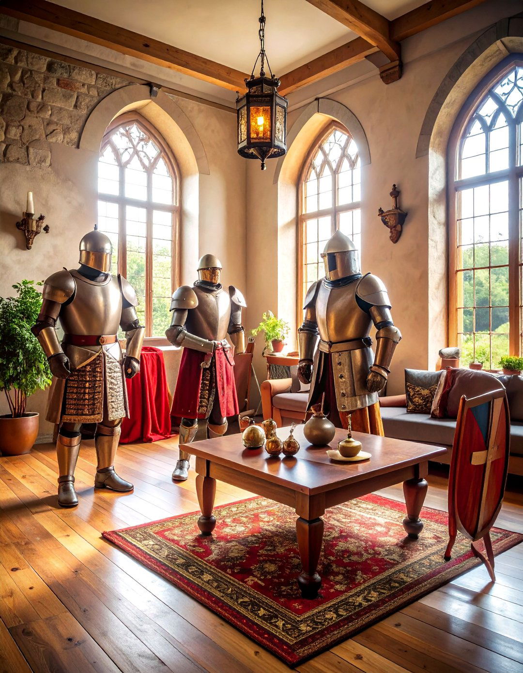 Medieval Armor Castle Living Room Display - 20 Castle Living Room Ideas