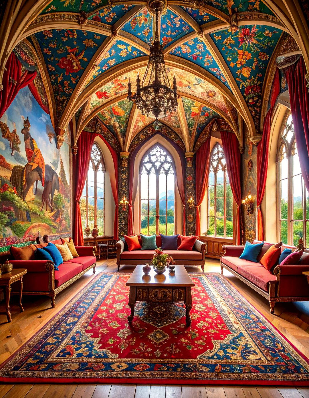 Medieval Tapestry Castle Living Room Gallery - 20 Castle Living Room Ideas