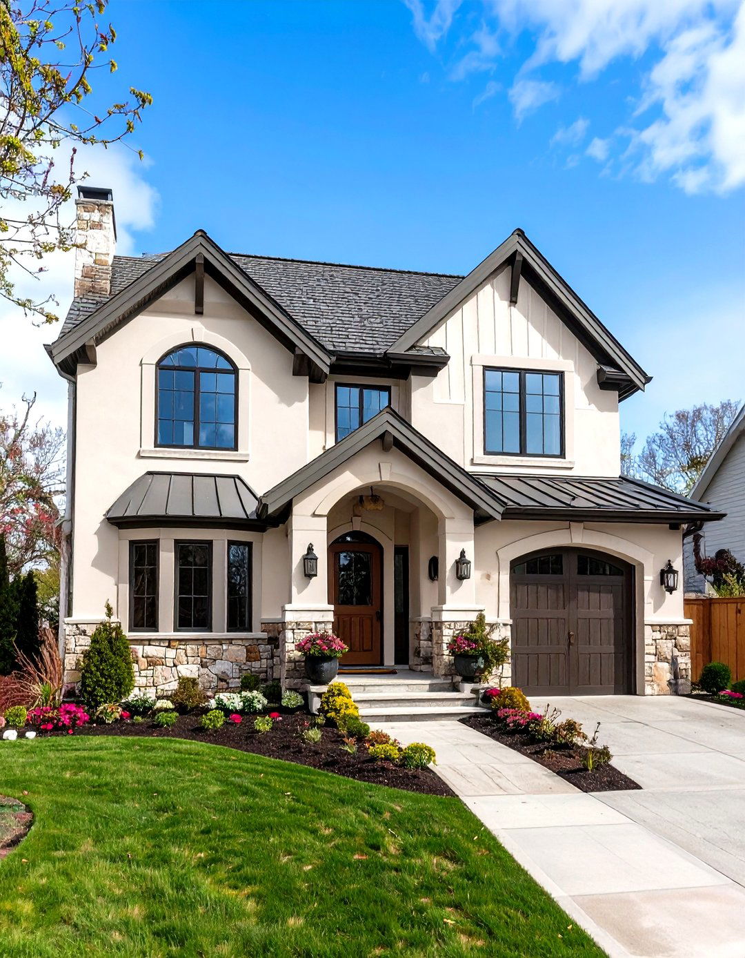 Mediterranean Cape Cod House with Stucco and Tile Elements - 20 Modern Cape Cod House Ideas