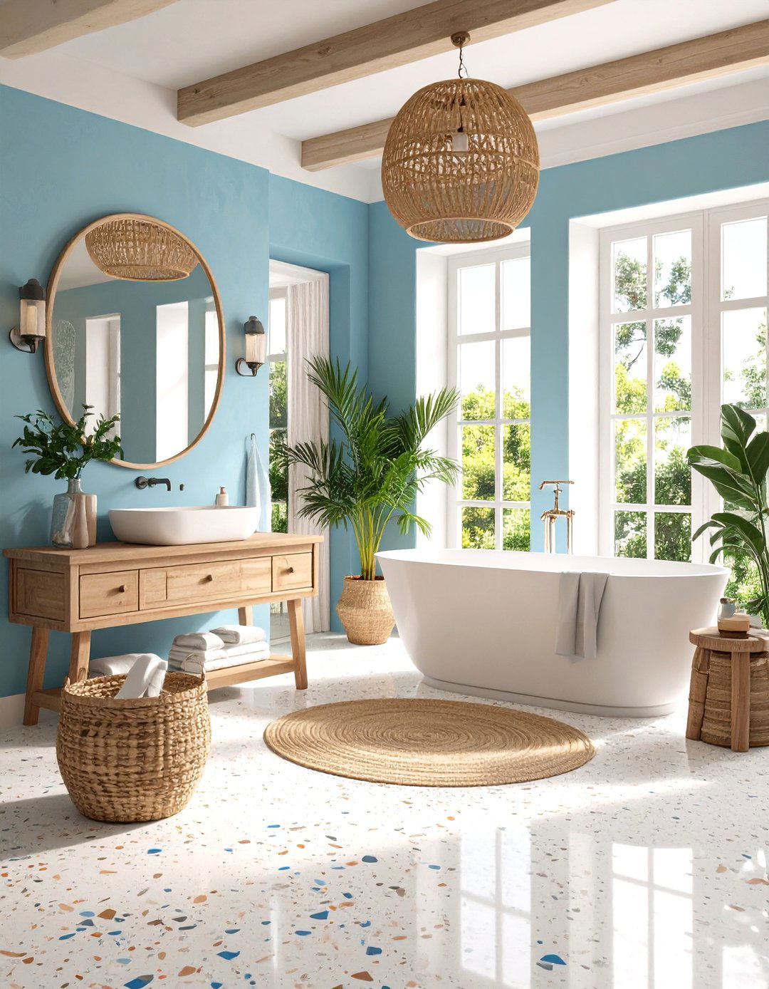 Mediterranean Coastal Maximalist Bathroom - 20 Maximalist Bathroom Design Ideas