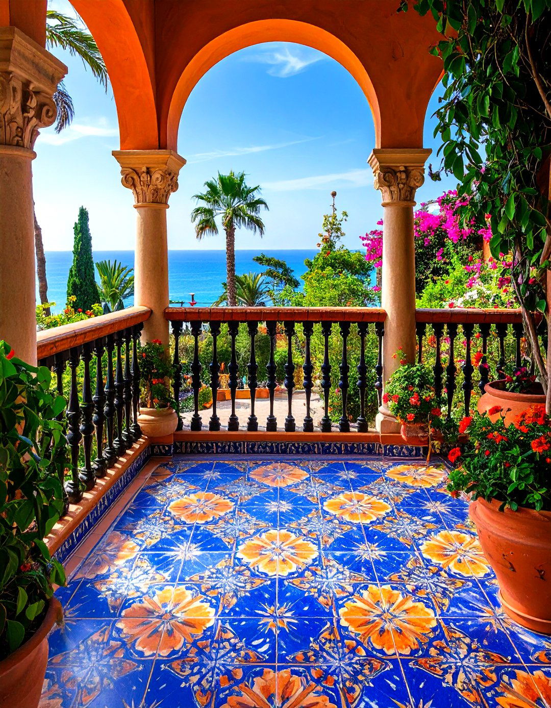 Mediterranean Encaustic Front Porch Tile Flair - 20 Front Porch Tile Ideas