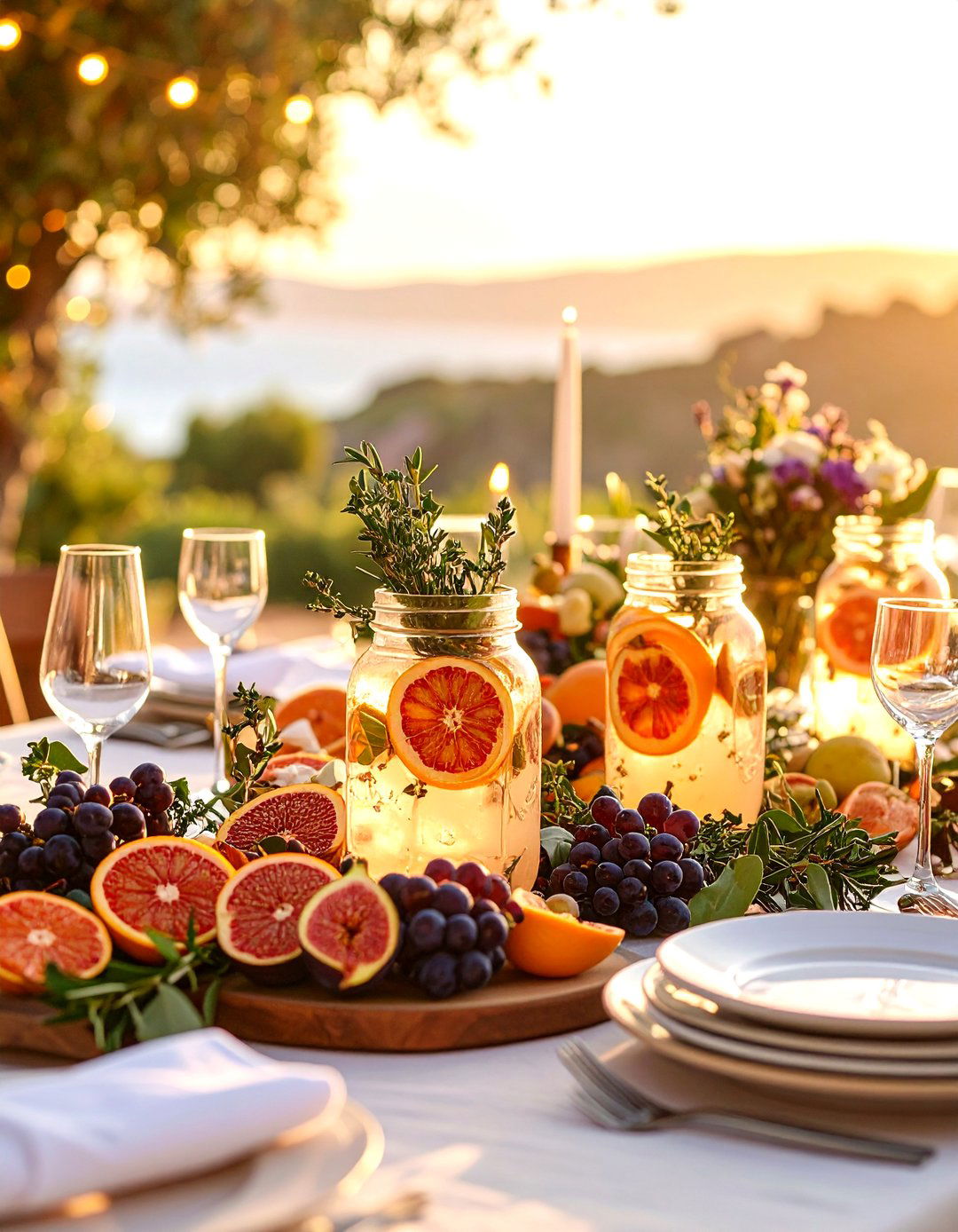 Mediterranean Fruit Feast - 20 Mason Jar Centerpiece Ideas