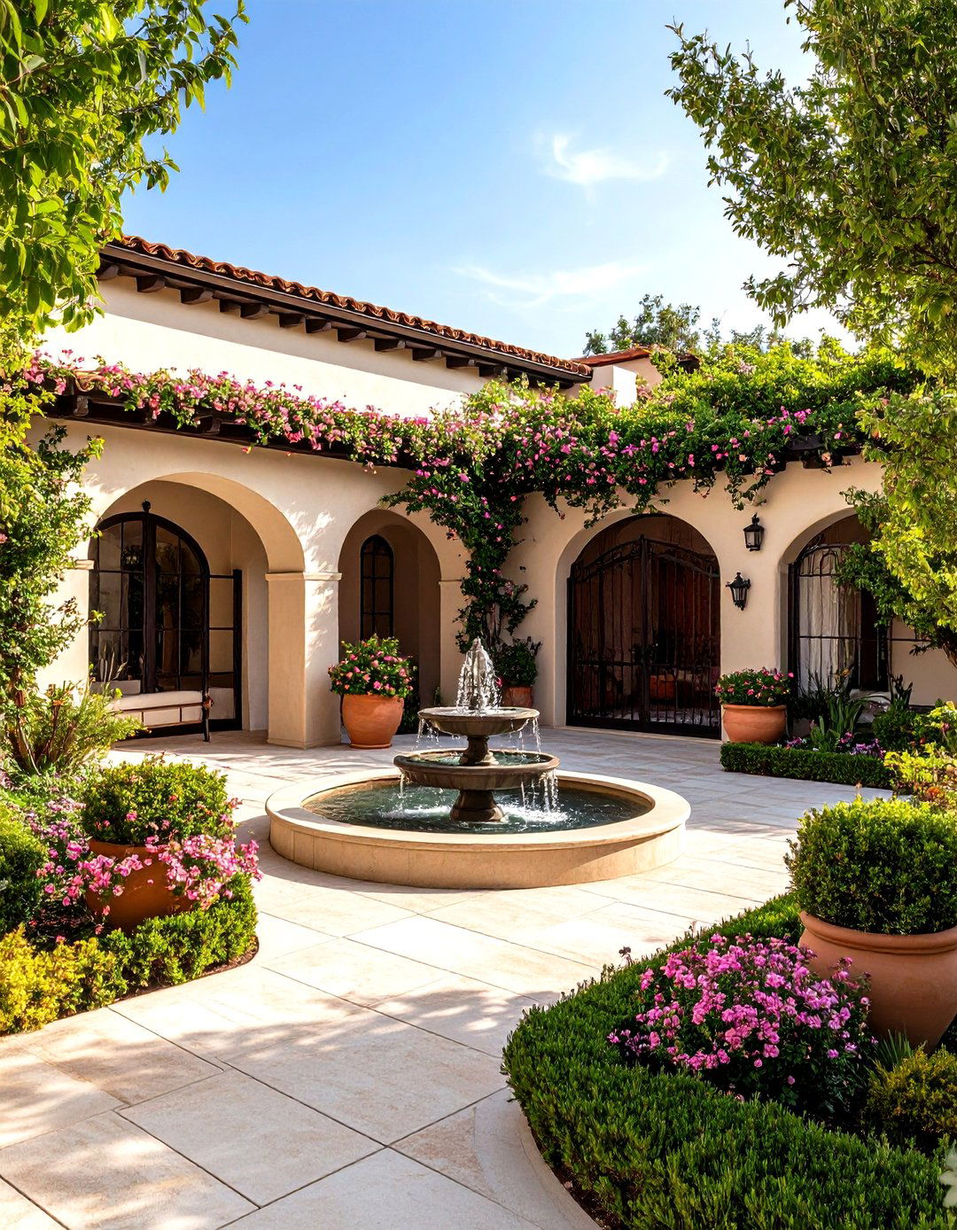 Mediterranean House Exterior with Enclosed Courtyard Design - 20 Mediterranean House Exterior Ideas