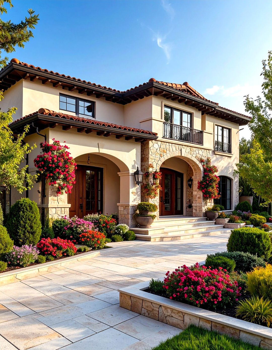 Mediterranean House Exterior with Mixed Material Facade - 20 Mediterranean House Exterior Ideas