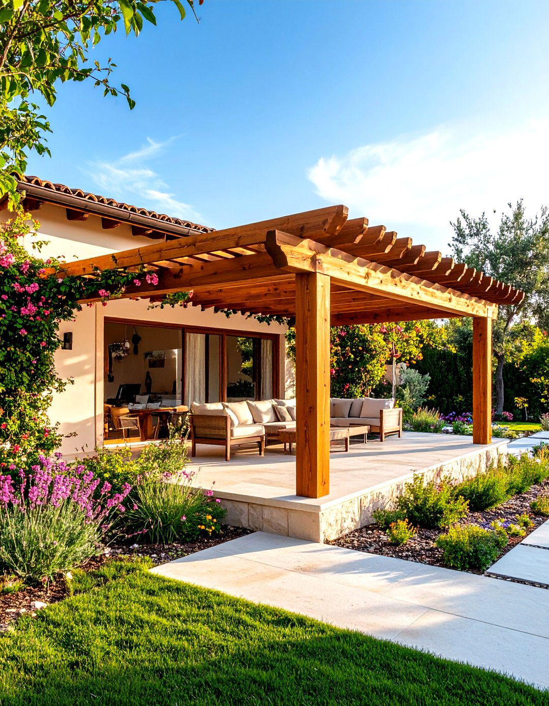 Mediterranean House Exterior with Pergola Covered Outdoor Spaces - 20 Mediterranean House Exterior Ideas