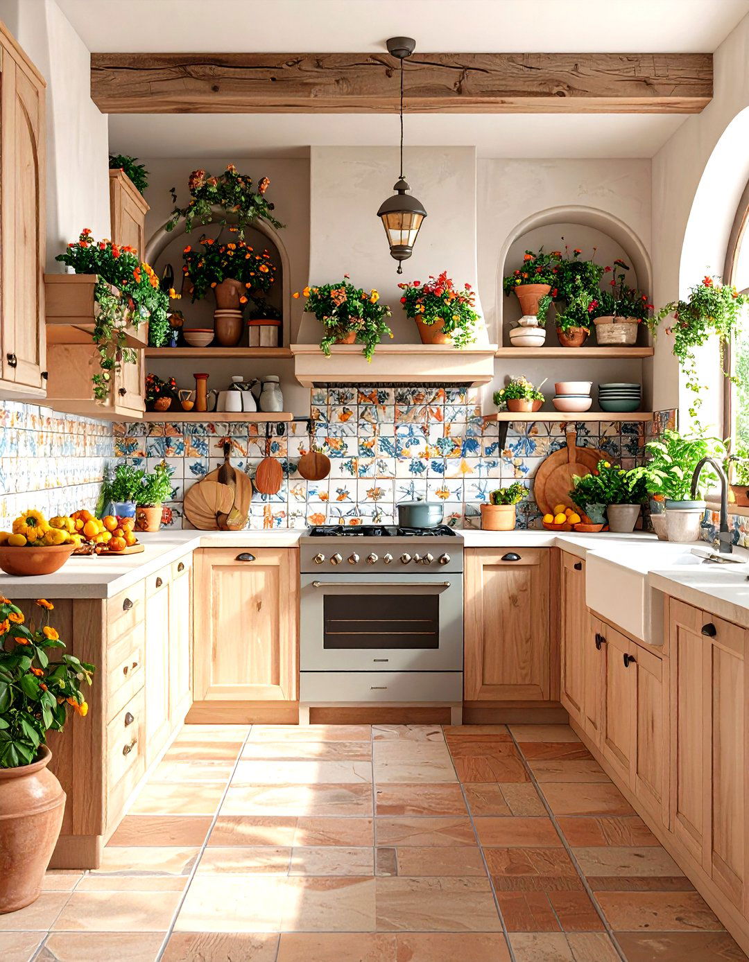 Mediterranean Inspired One Wall Kitchen - 20 One Wall Kitchen Ideas