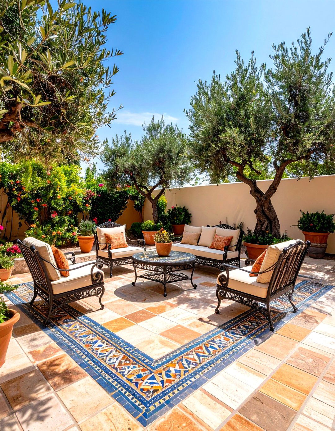 Mediterranean Inspired Stone Patio - 20 Stone Patio Ideas