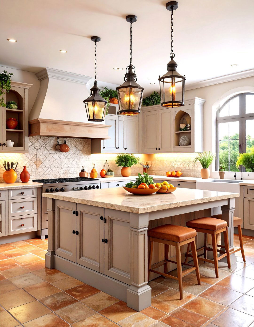 Mediterranean Kitchen Island Decor with Terra Cotta Accents - 20 kitchen island decor ideas