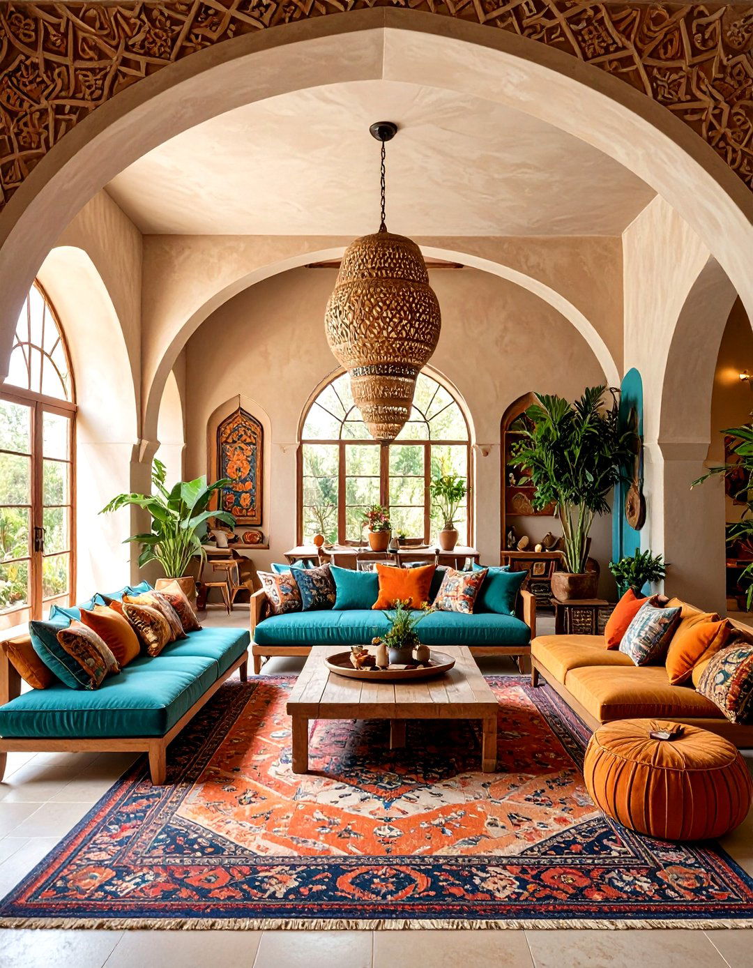 Mediterranean Living Room False Ceiling with Arched Motifs - 20 Living Room False Ceiling Design Ideas