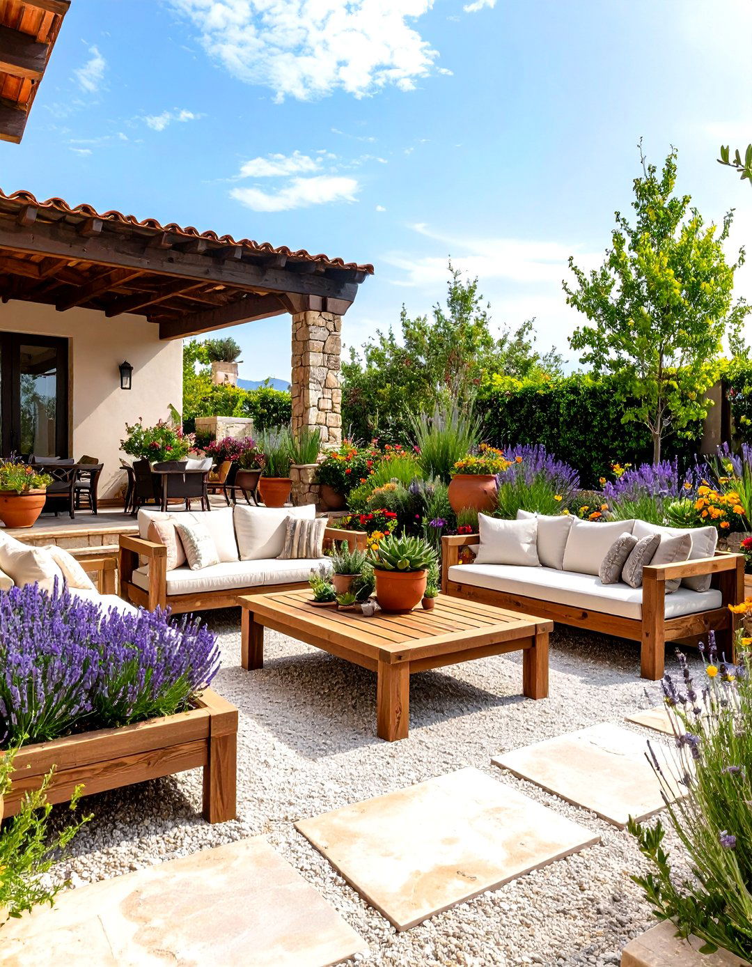 Mediterranean Patio with Drought Resistant Garden Paradise - 20 Mediterranean Patio Ideas