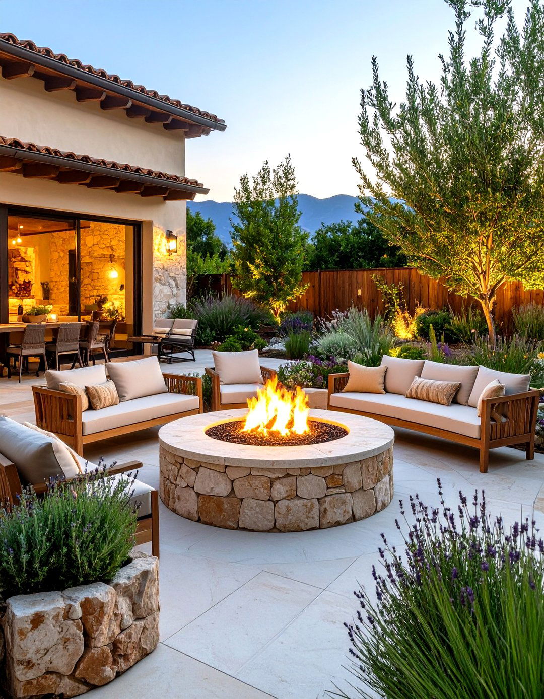 Mediterranean Patio with Fire Feature Warmth - 20 Mediterranean Patio Ideas