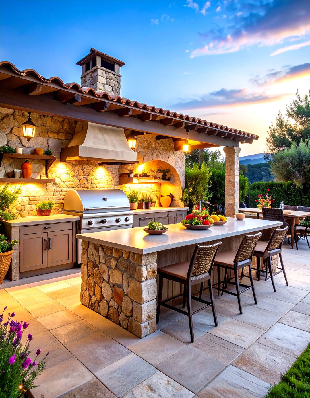 Mediterranean Patio with Outdoor Kitchen Excellence - 20 Mediterranean Patio Ideas