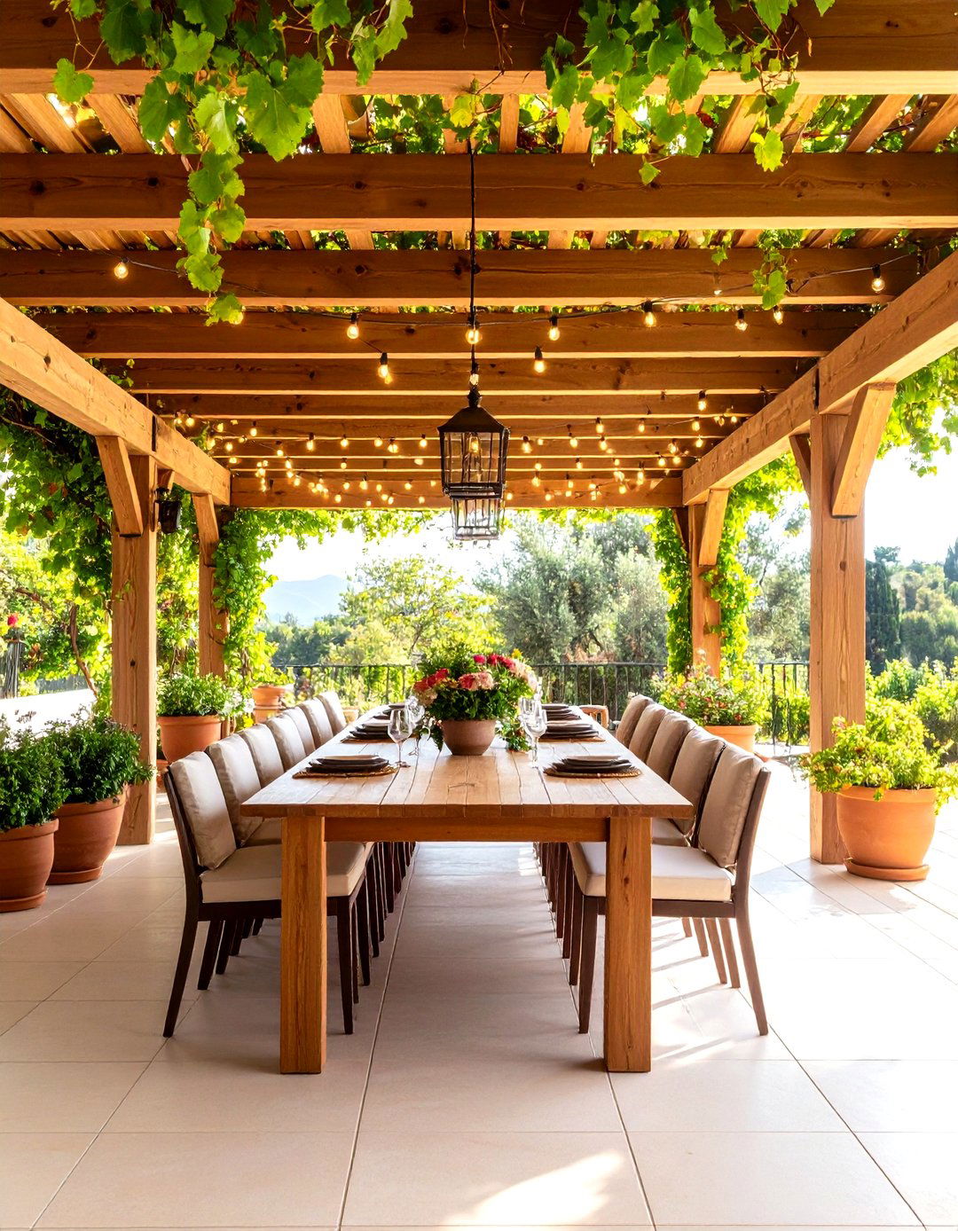 Mediterranean Patio with Pergola Dining Sanctuary - 20 Mediterranean Patio Ideas