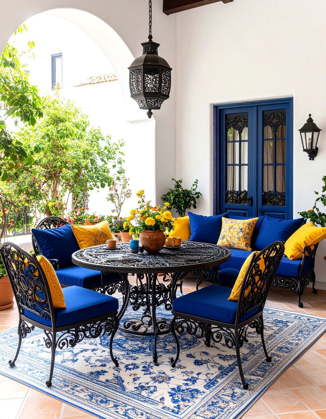 Mediterranean Patio with Wrought Iron Elegance - 20 Mediterranean Patio Ideas