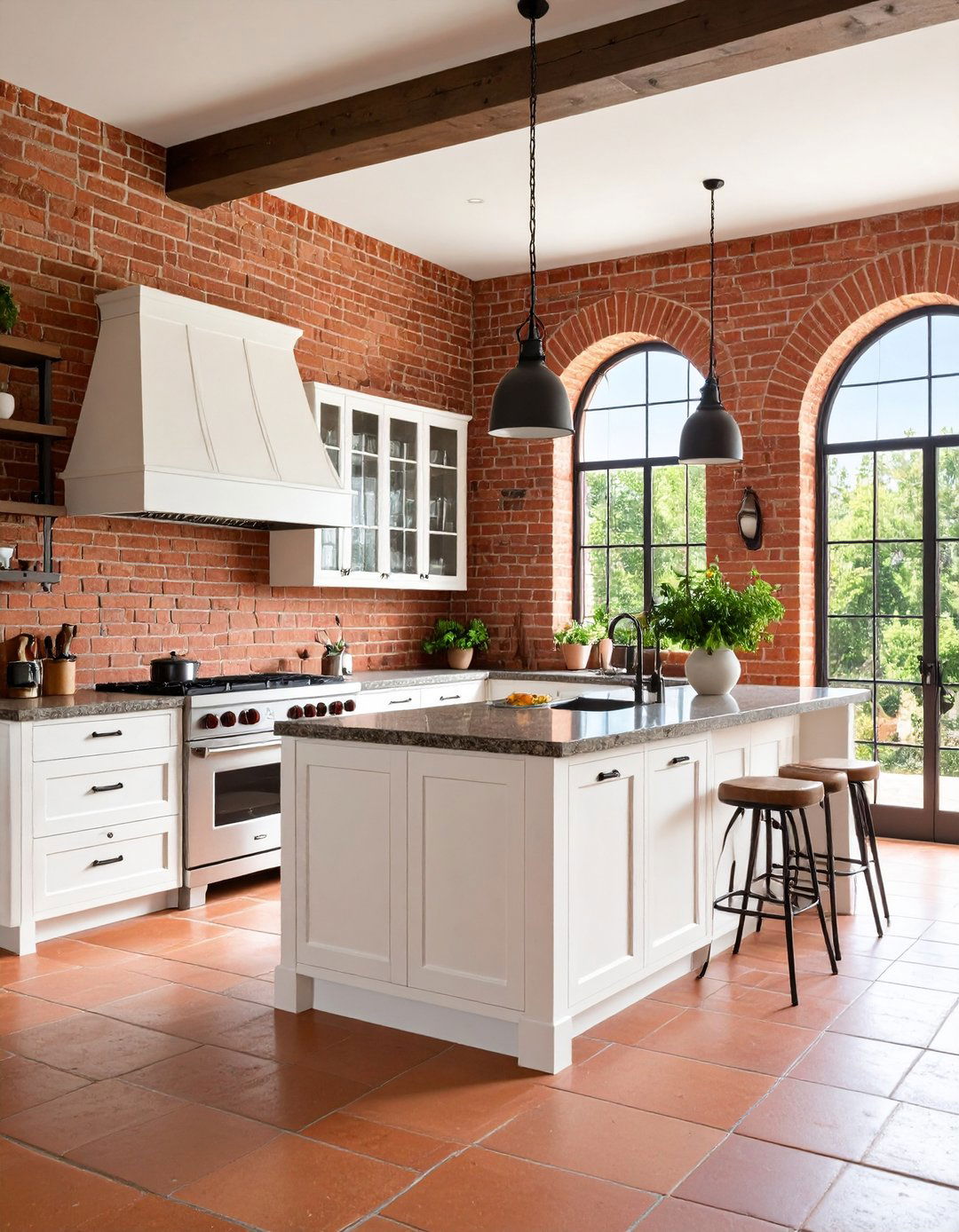 Mediterranean Red Brick Kitchen Coastal Warmth - 20 Red Brick Kitchen Ideas