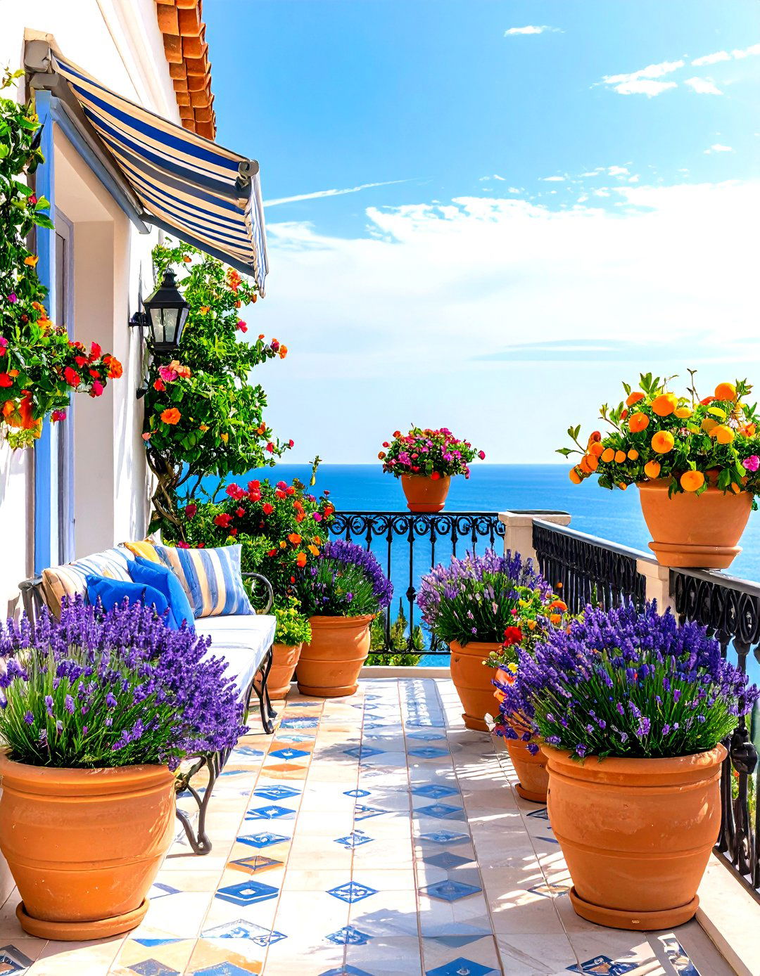 Mediterranean Riviera Style Penthouse Balcony - 20 Penthouse Balcony Ideas