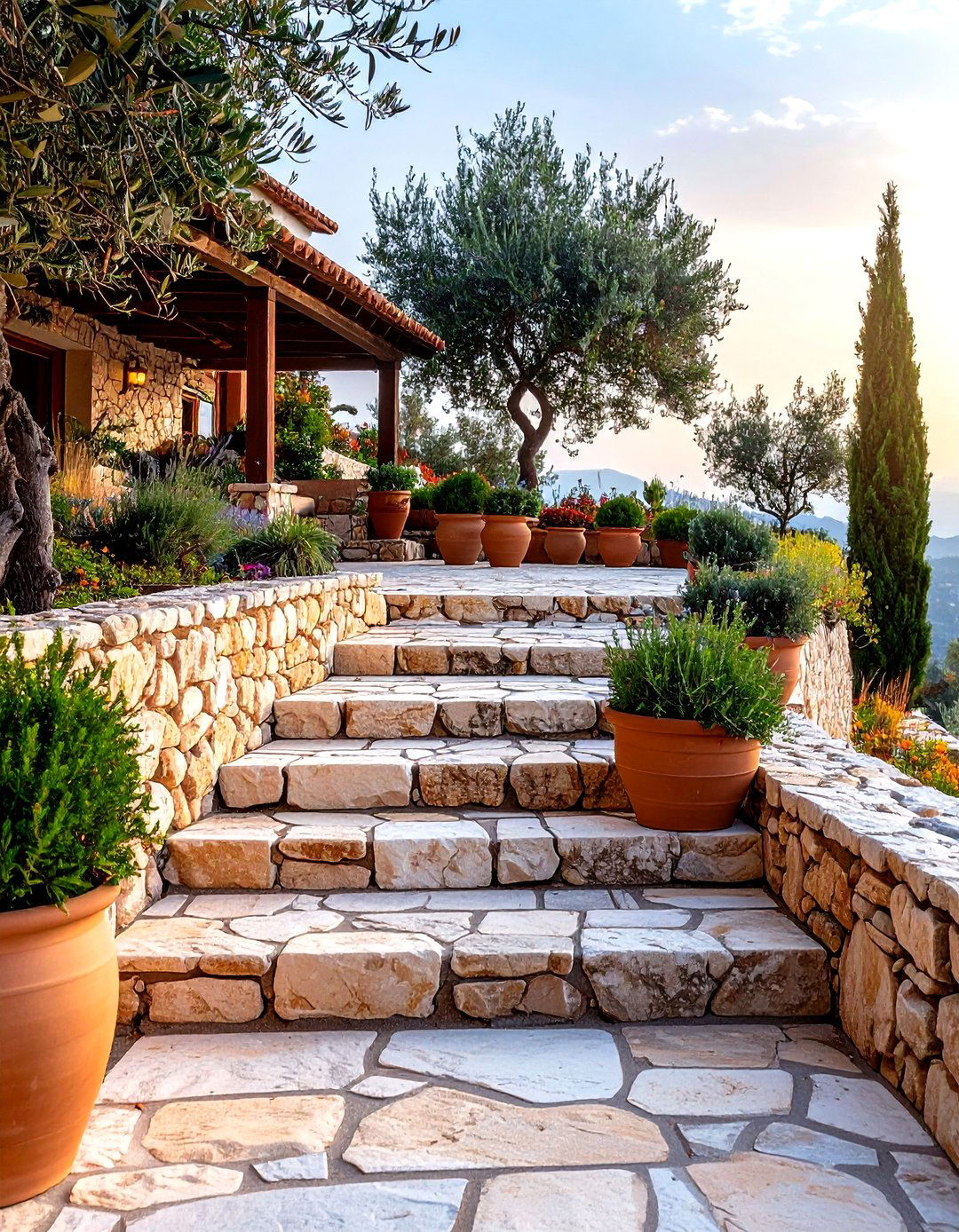 Mediterranean Rock Landscaping Terrace - 20 Rock Landscaping Ideas