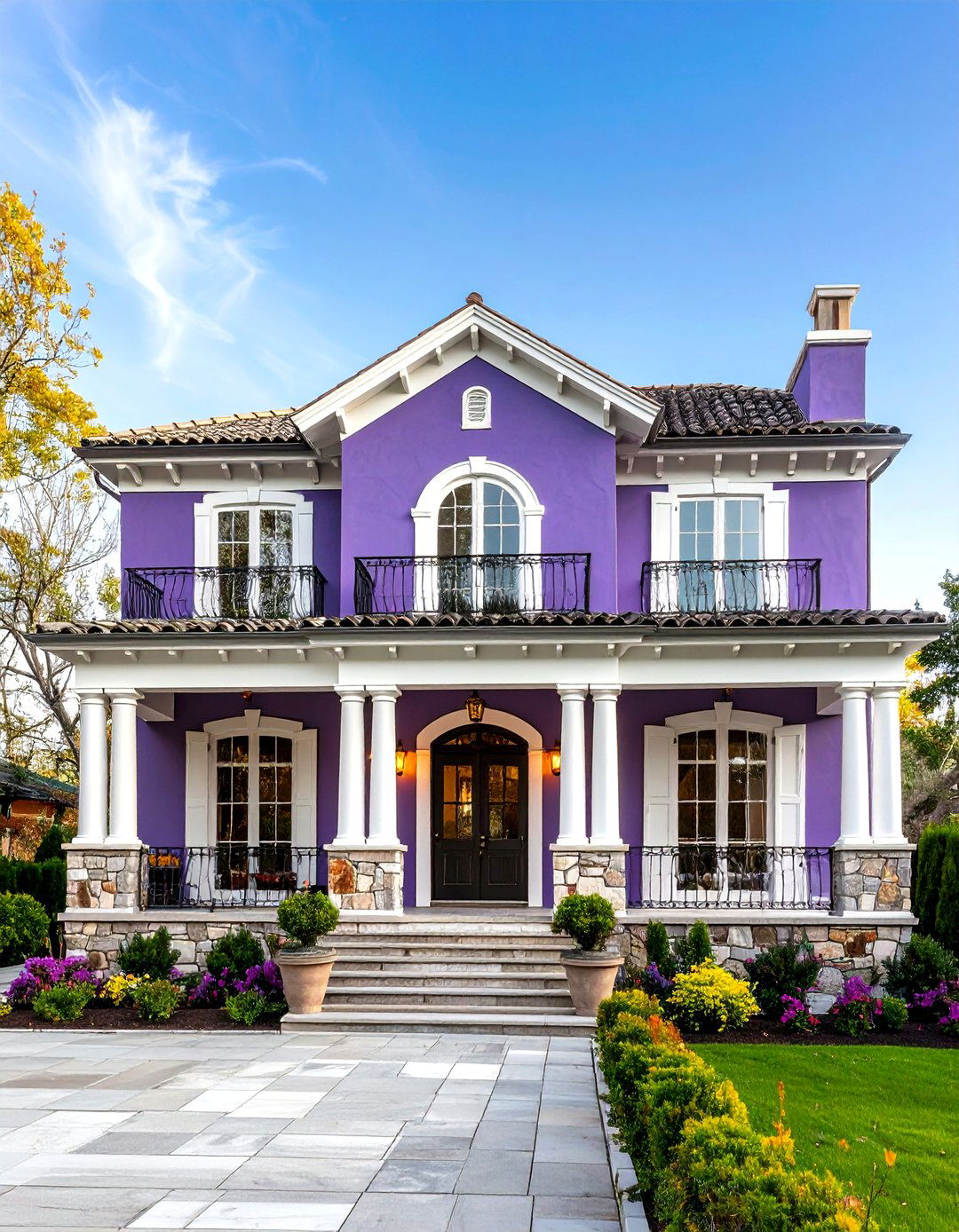 Mediterranean Style Amethyst Purple House Exterior - 20 Purple House Exterior Ideas