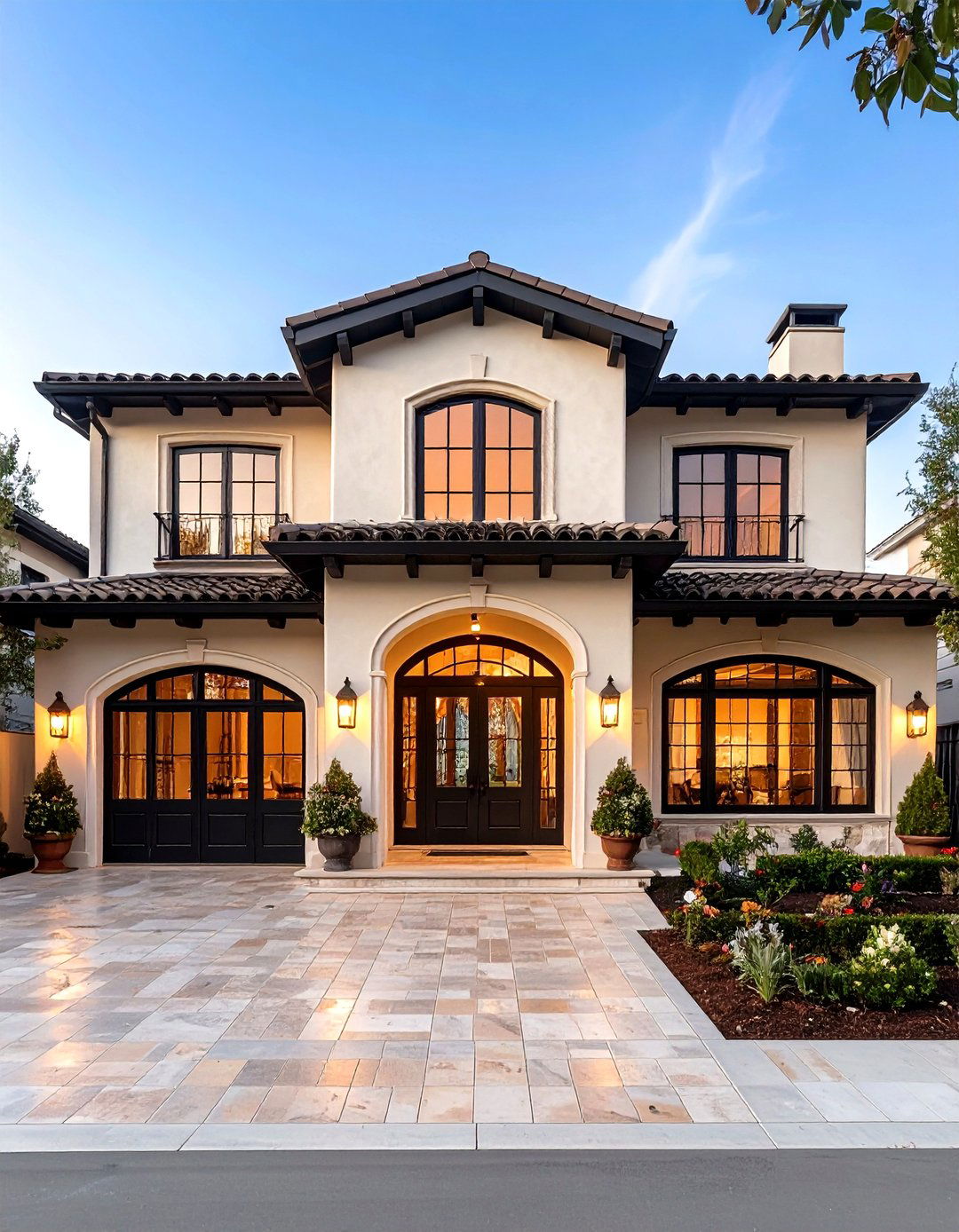 Mediterranean Style House with Black Wrought Iron Windows - 20 Houses With Black Windows