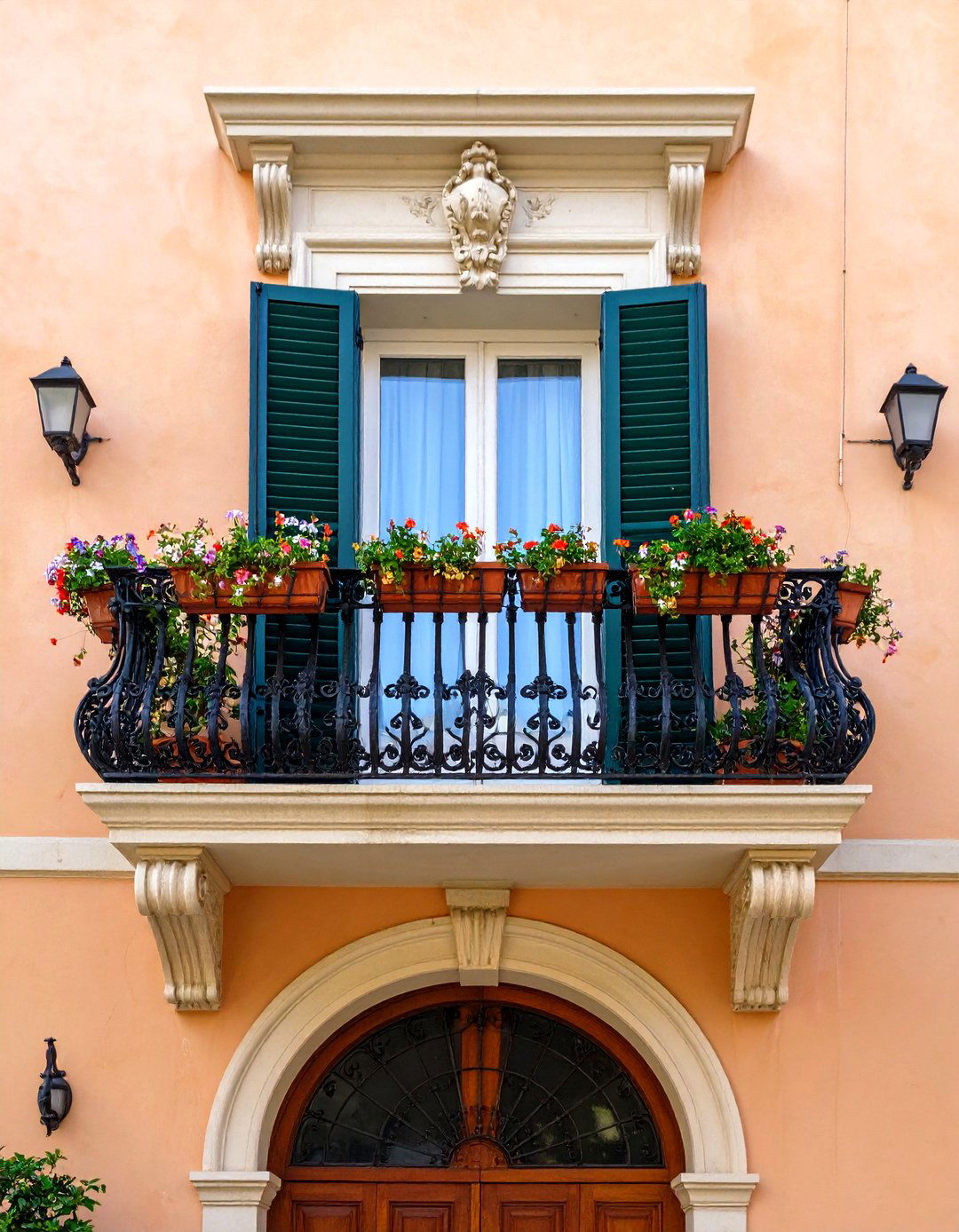 Mediterranean Style Juliet Balcony with Terra Cotta Accents - 20 Juliet Balcony Ideas