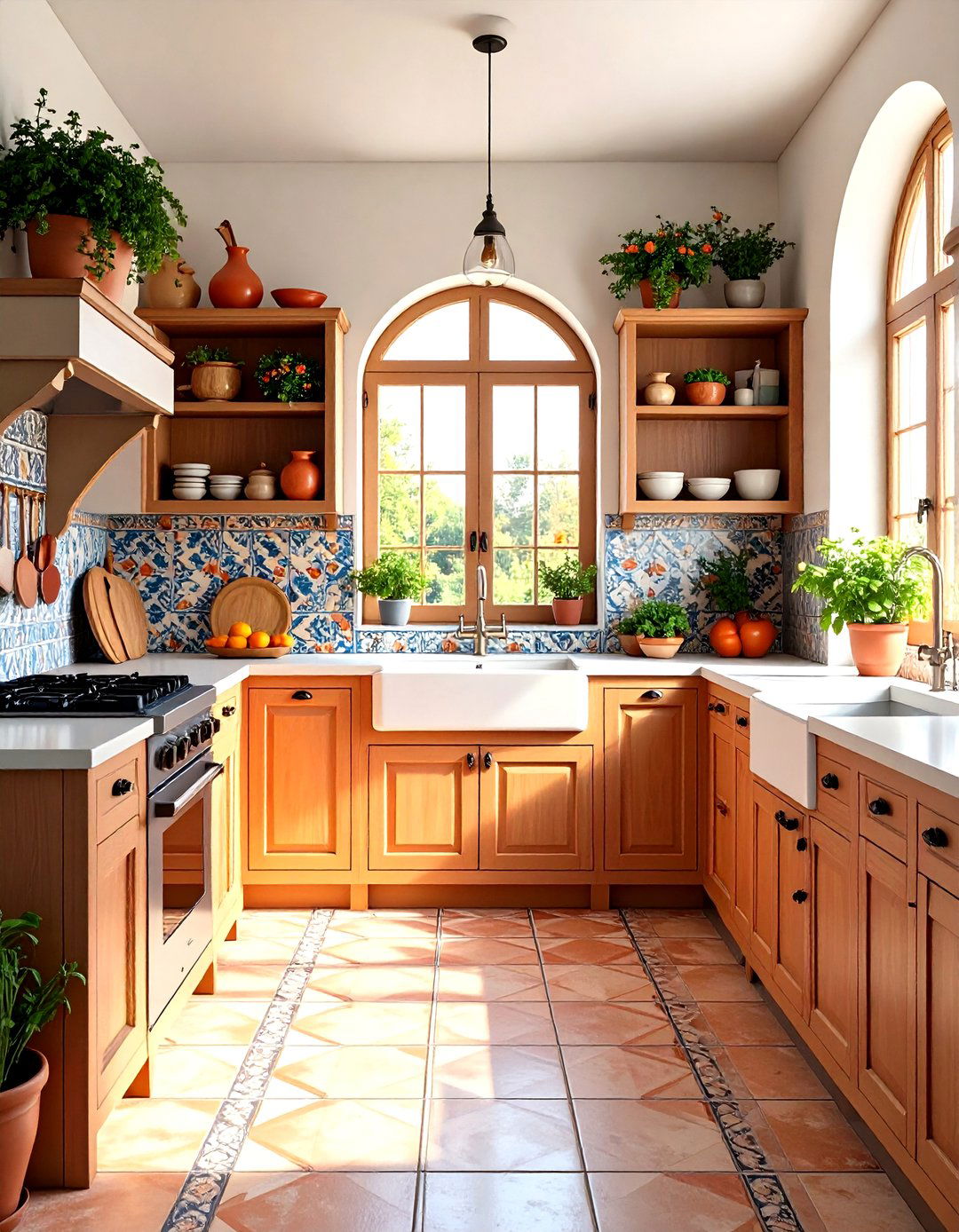 Mediterranean Style Larder Cupboard with Terracotta Details - 20 Larder Cupboard and Pantry Ideas for Your Kitchen