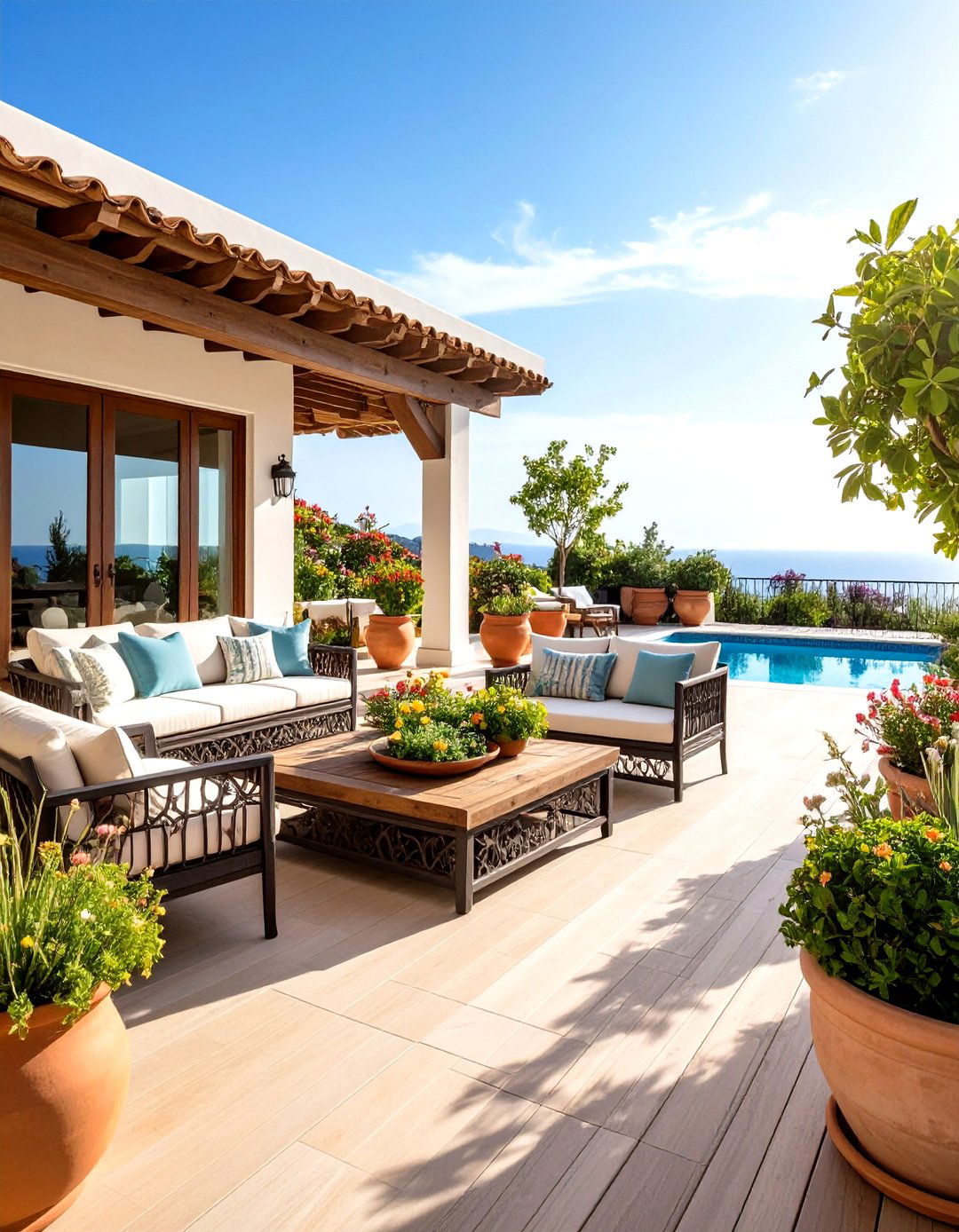 Mediterranean Style Patio Deck with Coastal Inspiration - 20 Patio Deck Ideas